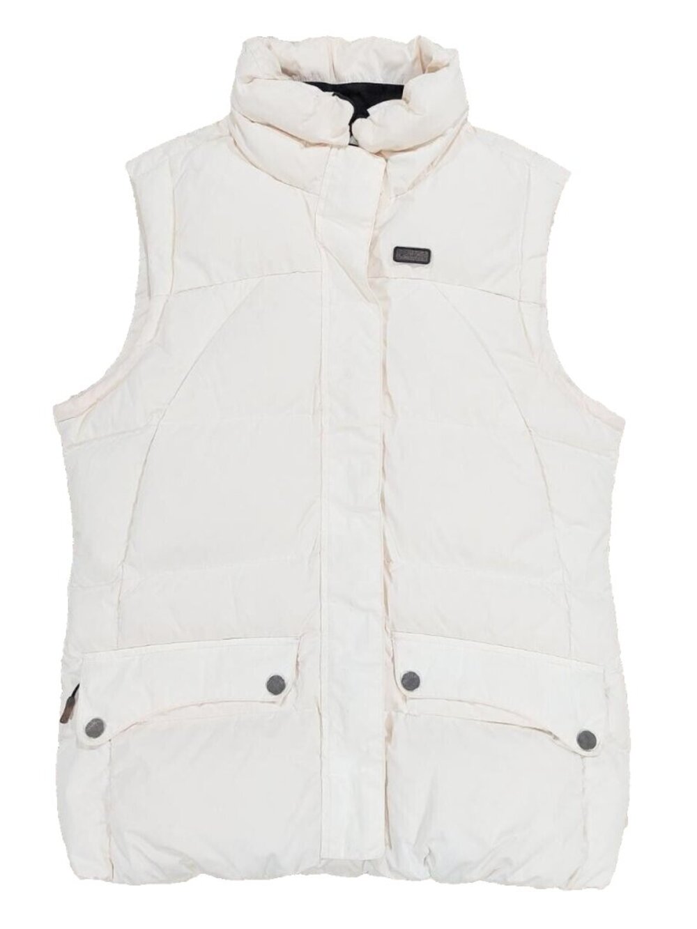Oakley Y2K Womens Down Puffer Gilet Vest White, Nylon Shell FLAWS. Sz S.
